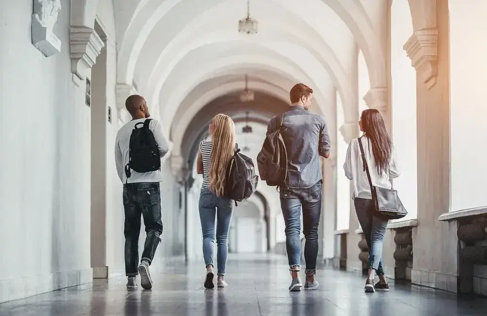 Students Walking University Hallway Suffolk County New York in Suffolk, New York