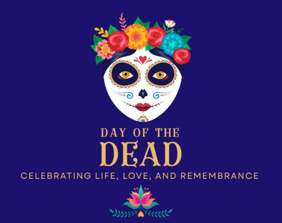 Vibrant Day of the Dead artwork honoring family legacies, featuring bright marigolds and traditional skull motifs that reflect Fratello Law’s heritage focus.